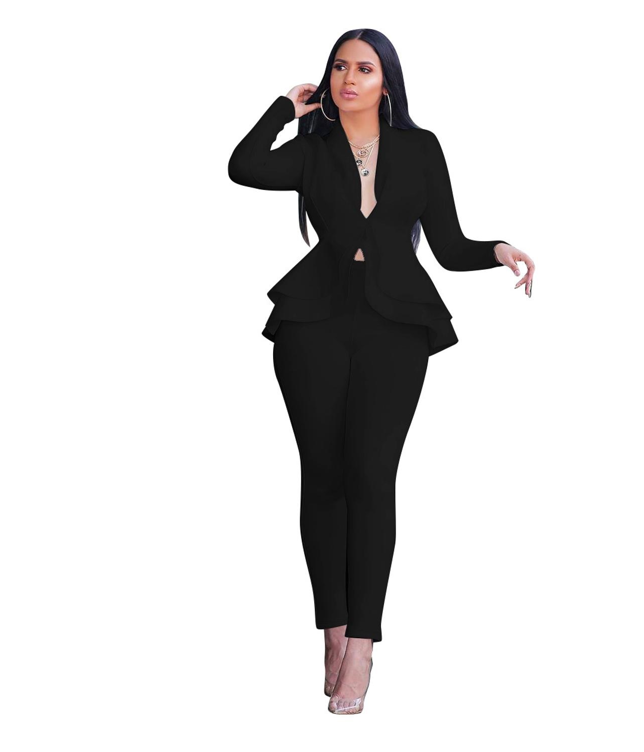 2 Piece Long Sleeve Pant SuitTwo