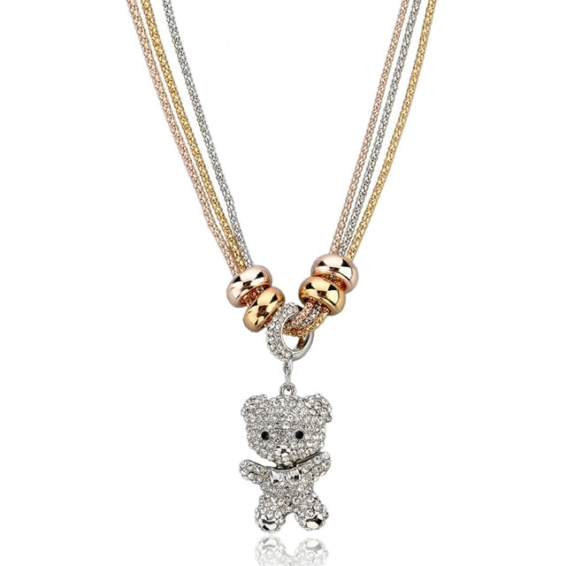 Crystal Bear Pendant Necklace