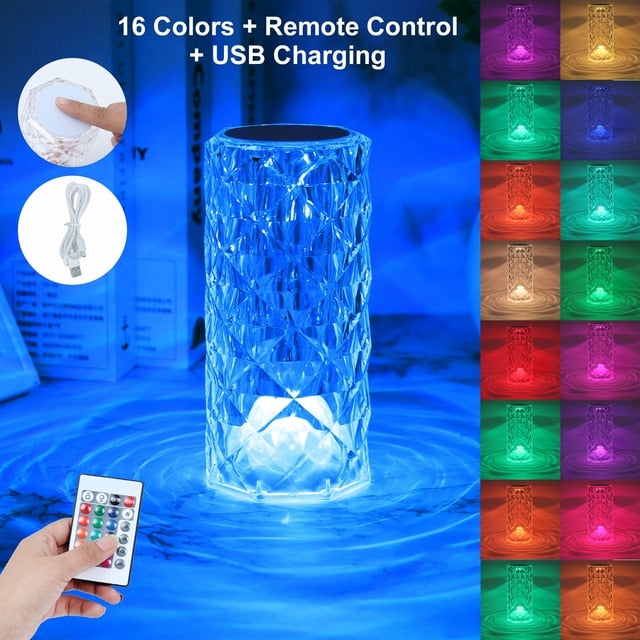 Crystal Table Led Night Light Touch Lamp