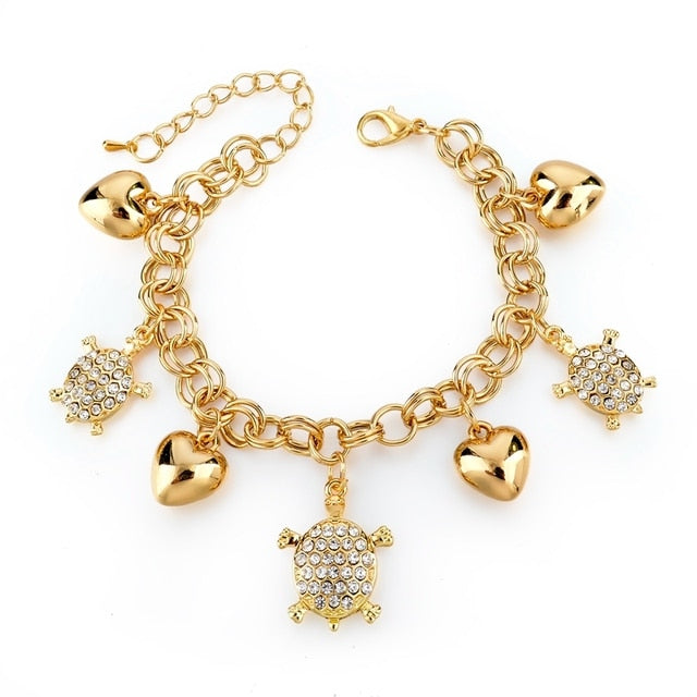 Heart Beetle Charm Bracelet