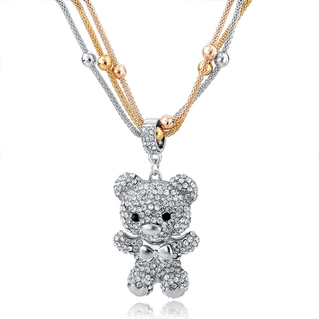 Crystal Bear Pendant Necklace