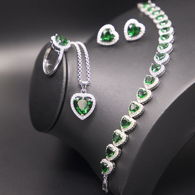 Heart Emerald Jewelry Set