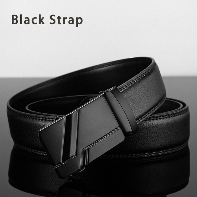 Men Leather Belt Metal Automatic Buckle