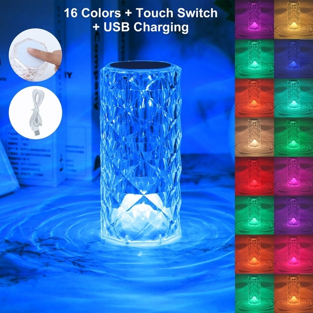 Crystal Table Led Night Light Touch Lamp