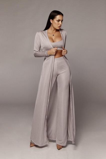 3 Piece Long Sleeve Cardigan Pant Suit