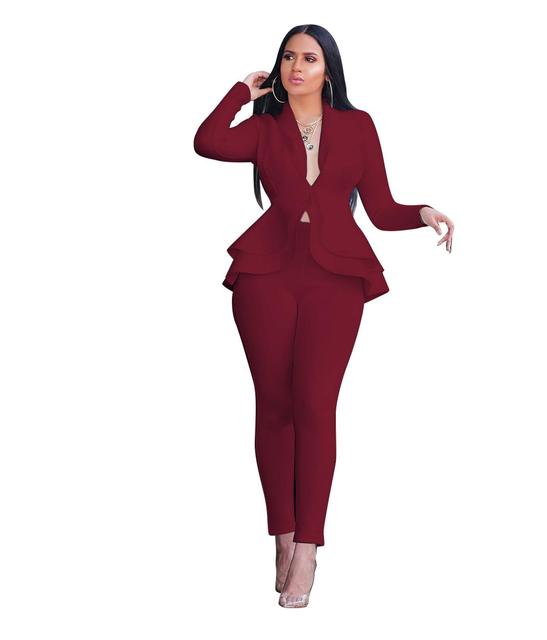 2 Piece Long Sleeve Pant SuitTwo