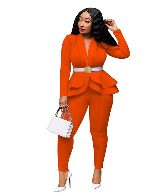 2 Piece Long Sleeve Pant SuitTwo