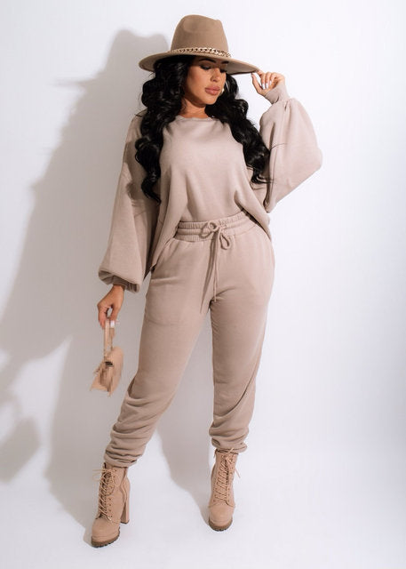 2 Pieces Tracksuit with Crop Top