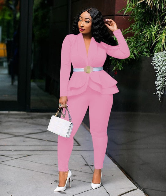 2 Piece Long Sleeve Pant SuitTwo