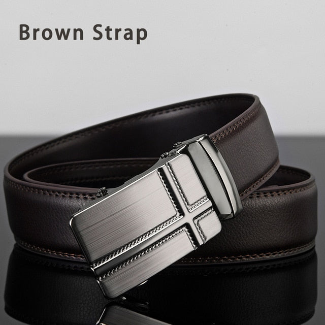 Men Leather Belt Metal Automatic Buckle