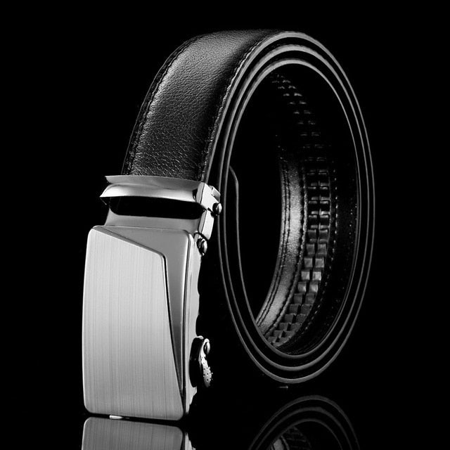 Men Leather Belt Metal Automatic Buckle