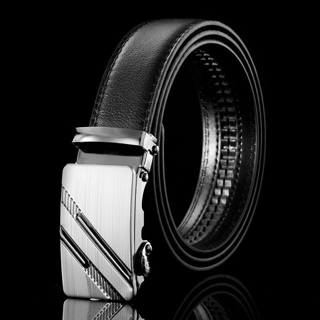 Men Leather Belt Metal Automatic Buckle