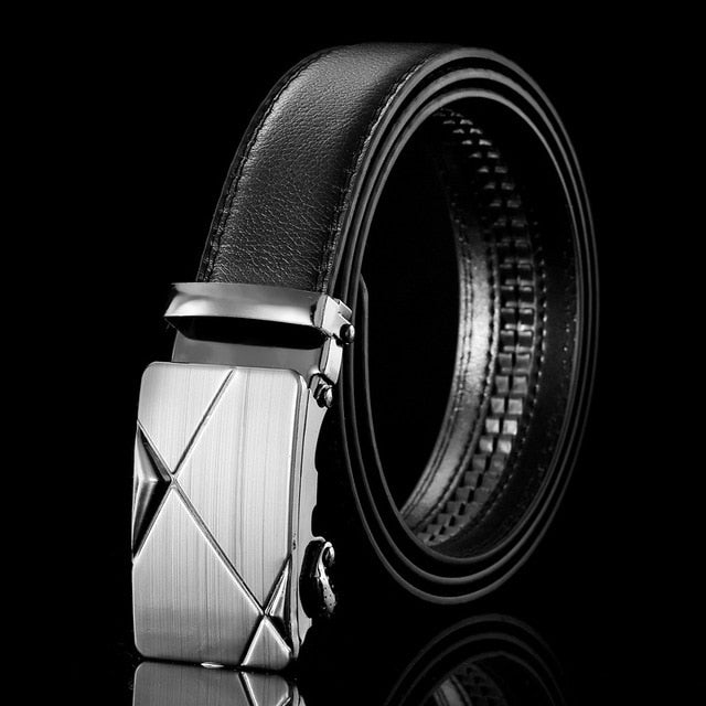 Men Leather Belt Metal Automatic Buckle