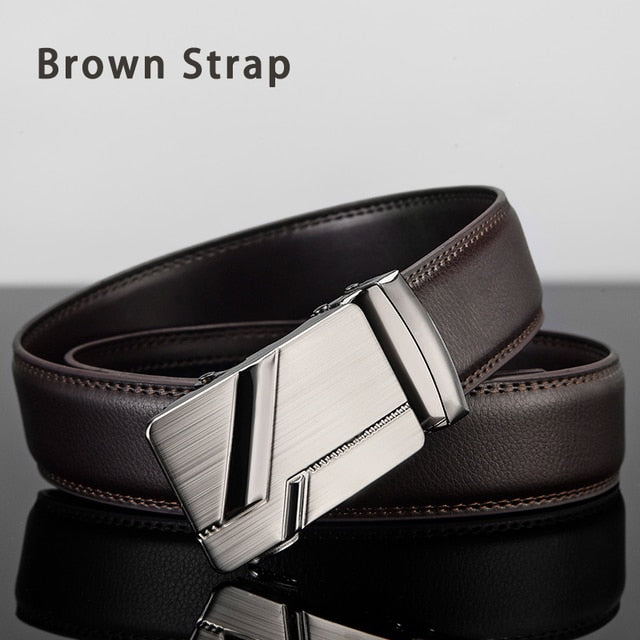 Men Leather Belt Metal Automatic Buckle