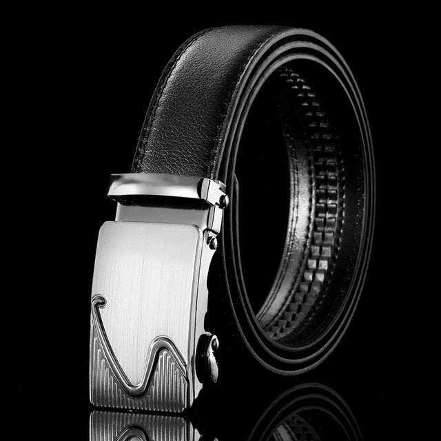 Men Leather Belt Metal Automatic Buckle