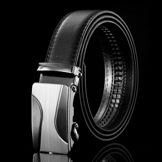 Men Leather Belt Metal Automatic Buckle