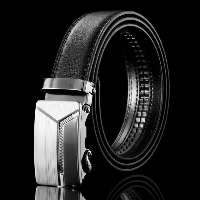 Men Leather Belt Metal Automatic Buckle