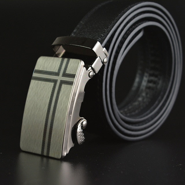 Men Leather Belt Metal Automatic Buckle