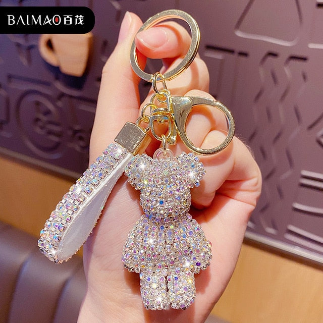 Rhinestone Keychain Bear