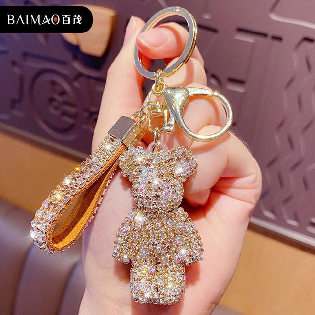 Rhinestone Keychain Bear