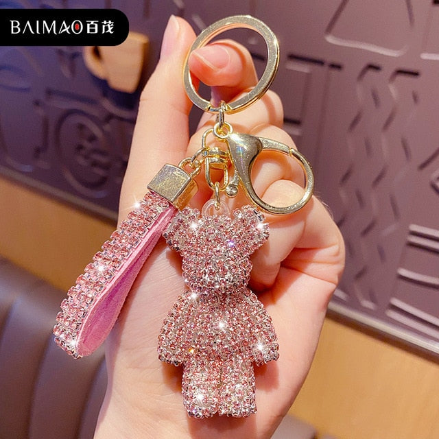 Rhinestone Keychain Bear