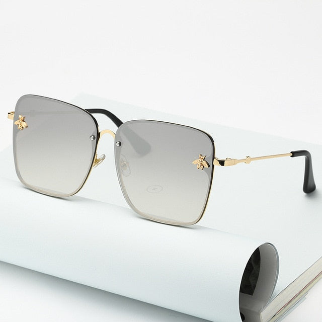 Oversize Rimless Square Sunglasses