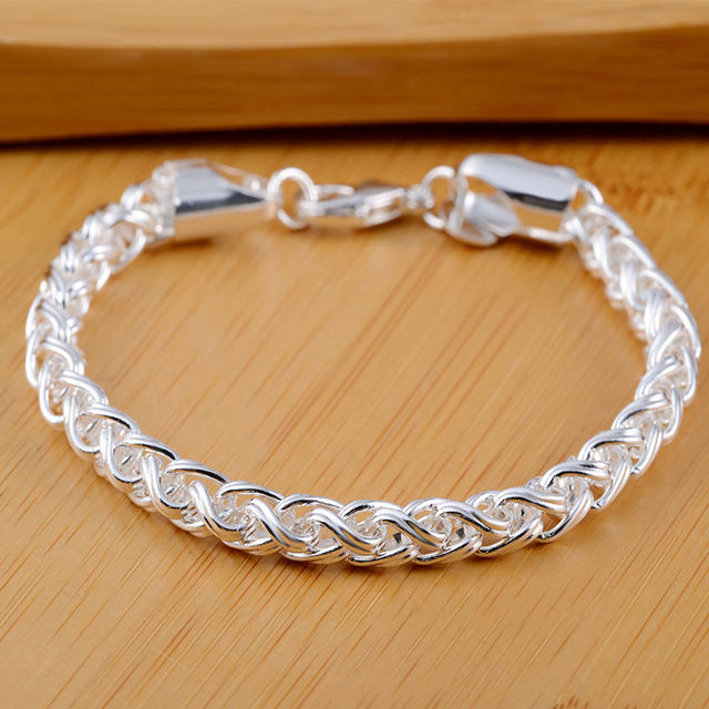 Sterling silver Classic flat sideways chain Bracelet