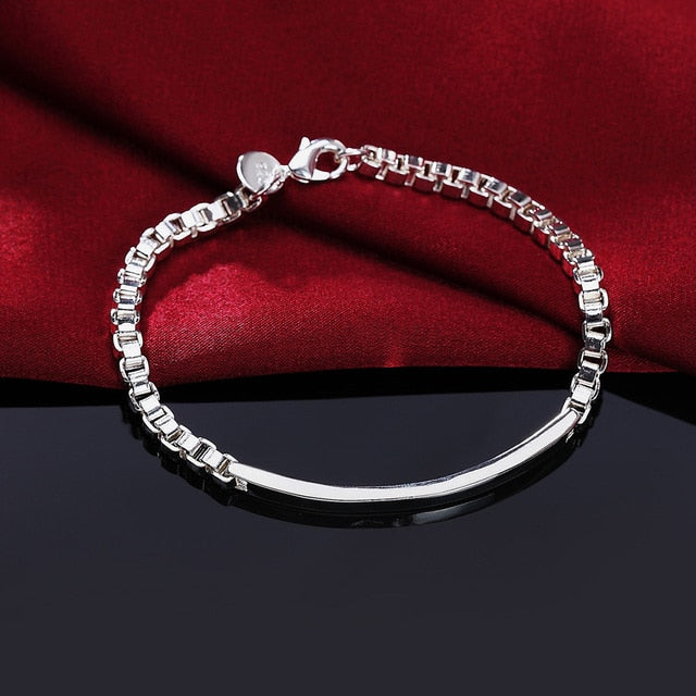 Sterling silver Classic flat sideways chain Bracelet