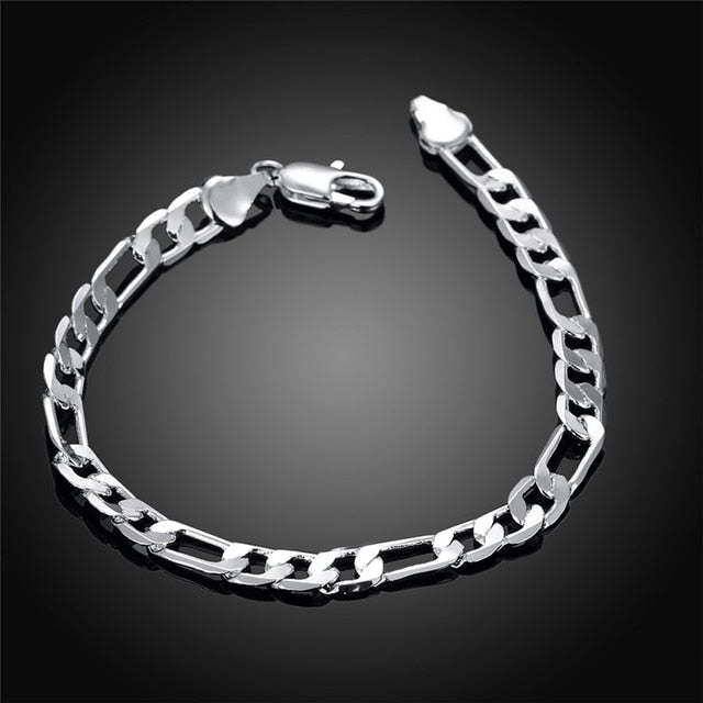 Sterling silver Classic flat sideways chain Bracelet