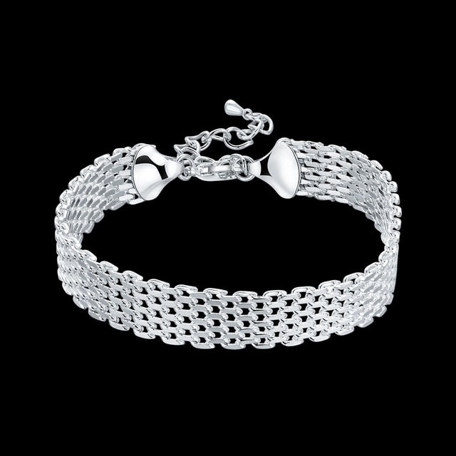 Sterling silver Classic flat sideways chain Bracelet