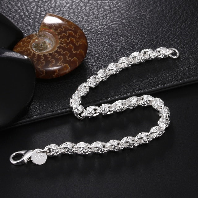 Sterling silver Classic flat sideways chain Bracelet