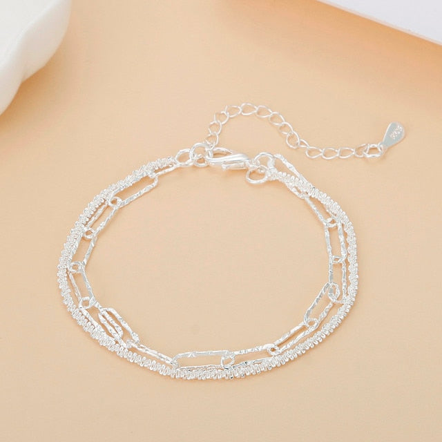 Sterling silver Classic flat sideways chain Bracelet