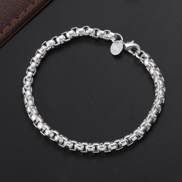 Sterling silver Classic flat sideways chain Bracelet